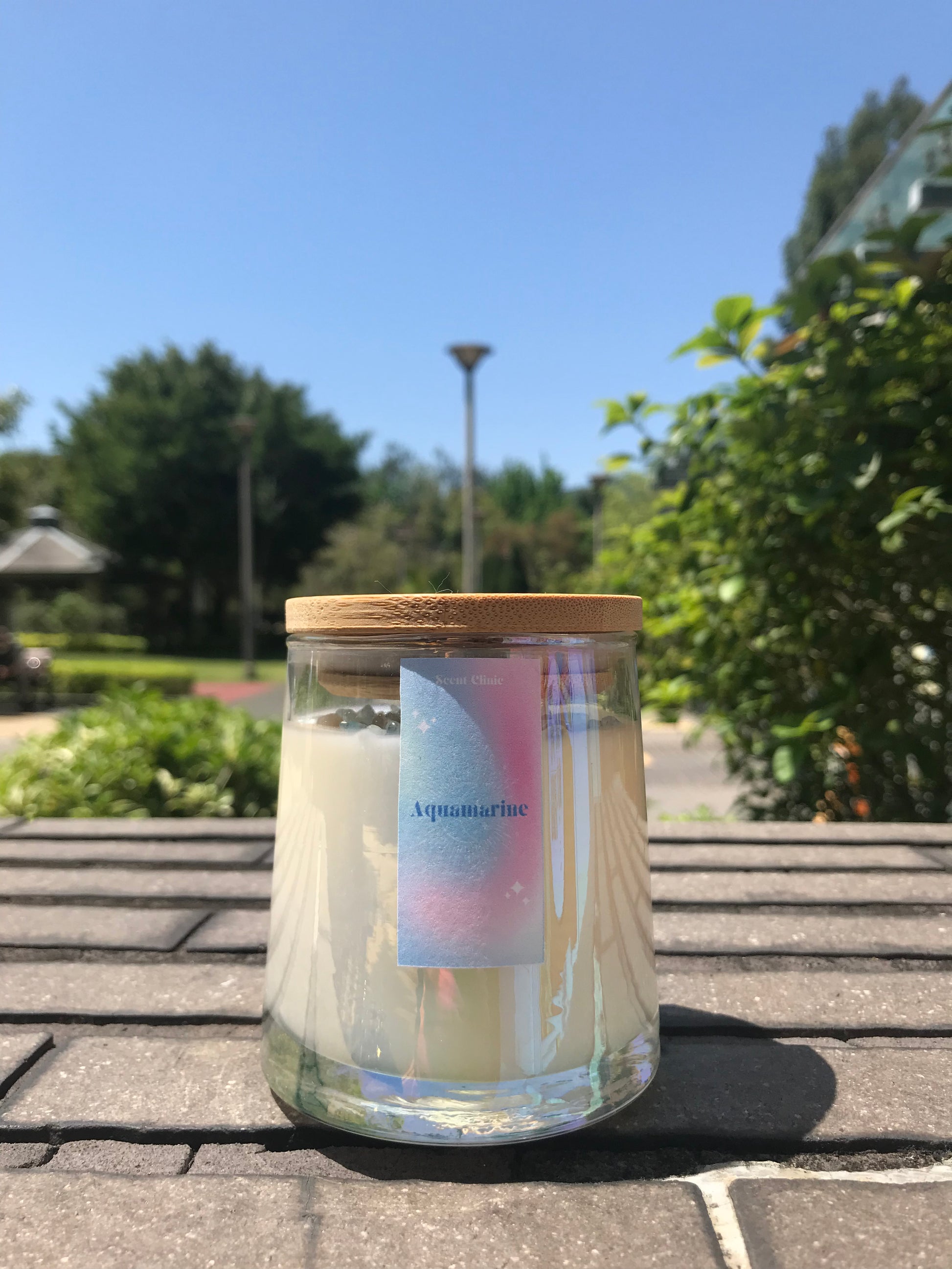 海藍寶水晶大豆蠟希望，勇氣、領悟、愛、和平香薰蠟燭 Aquamarine crystal soy wax  scented candle